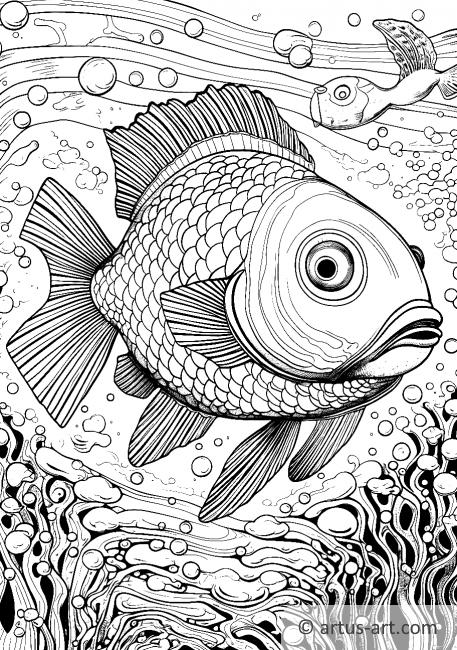 Pagina da colorare di pesci delle profondità marine per bambini